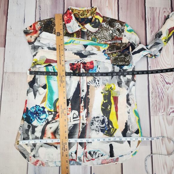 Robert Graham Limited Womens XL Sculpture Shirt Linen Blend Gold Emb Abstract‎ - Picture 14 of 14